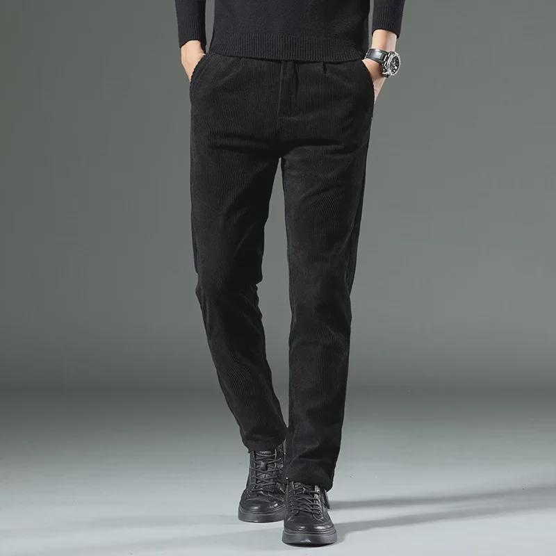 

«Мужские узкие прямые вельветовые брюки — в полоску, повседневные и деловые, осенне-зимняя одежда для папы» 28 чёрный