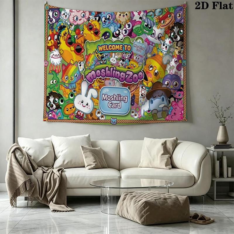 Moshi Monsters Wall Tapestry Aesthetic Wall Hanging Printed Fabric Blanket Decorative Tapestries for Bedroom Living Room Home Decor