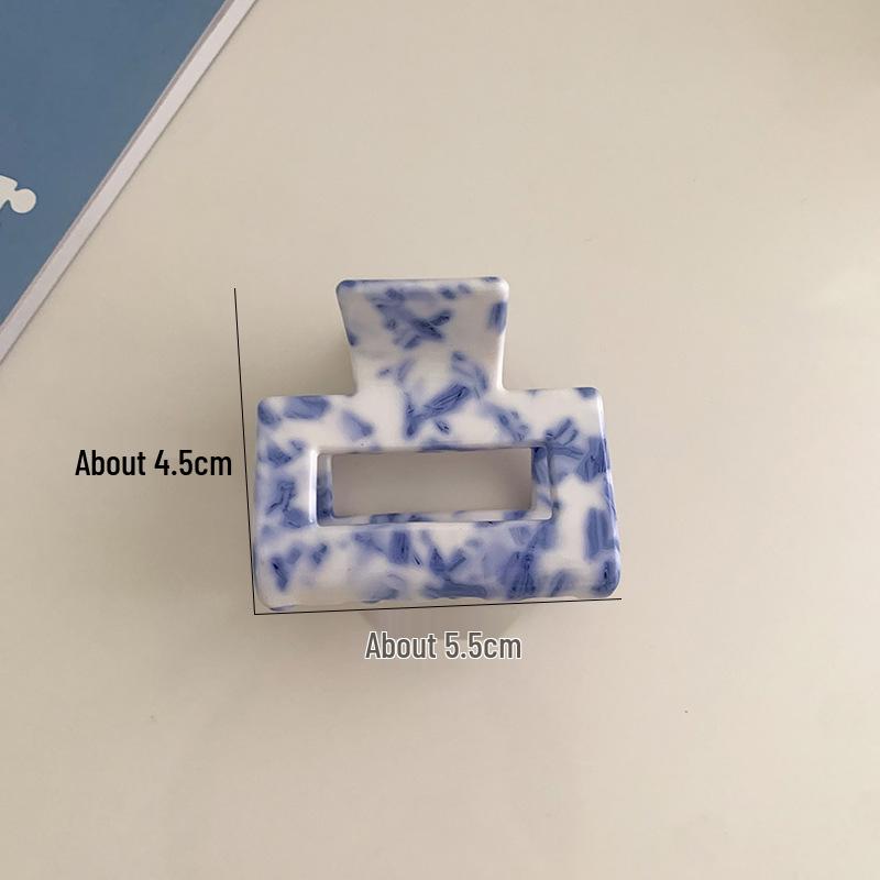 Retro Blue & White Porcelain Pattern Acetate Hair Claw