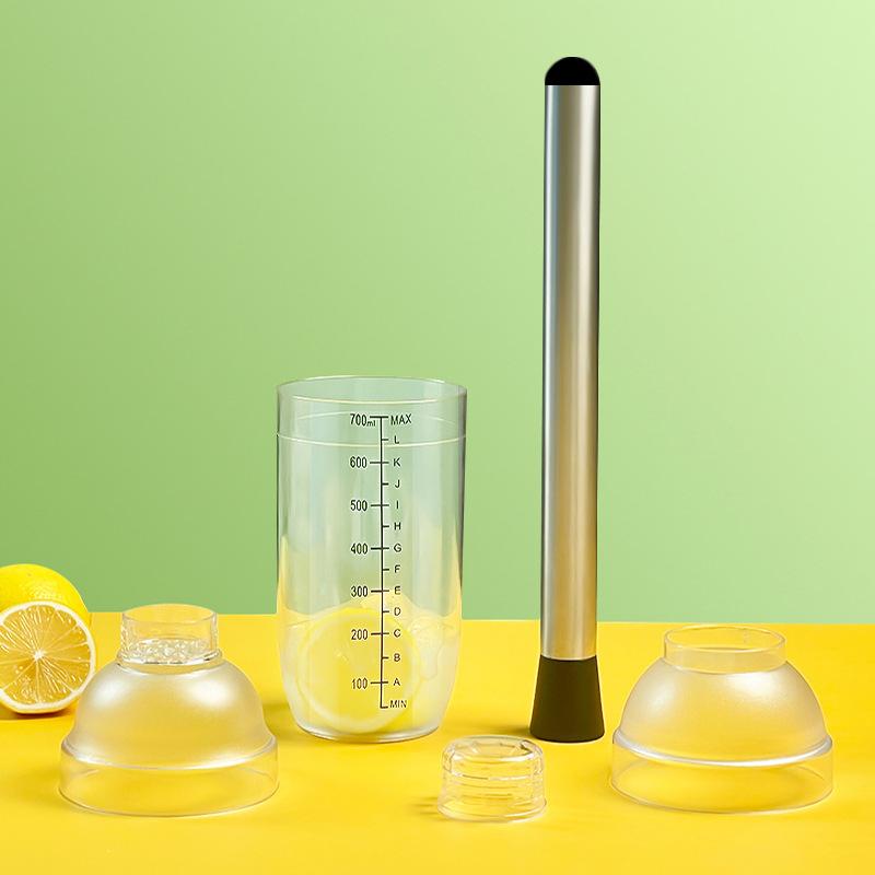 Shaker-Becher, Shaker mit Messbecher, Handschlag-Zitronenbecher, Werkzeugset, Schneemilch-Teeladen, Handshake, Saft-Shaker-Topf