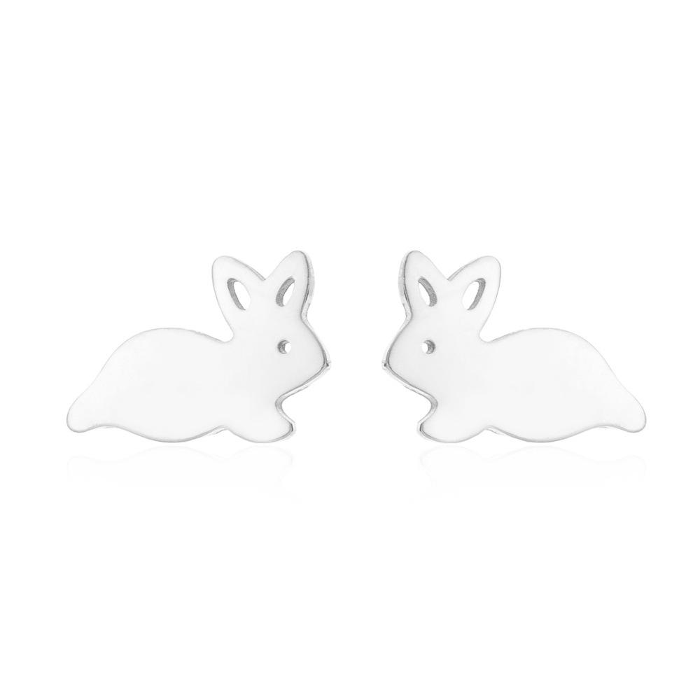 Korean Cute Rabbit Animal Stud Earrings - Stainless Steel