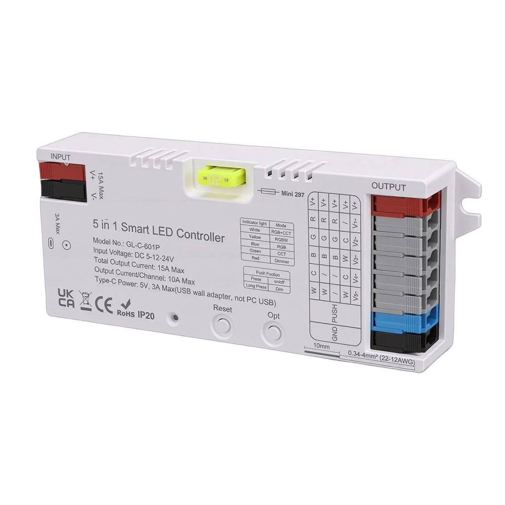 5 In 1 Smart LED Controller Support for ZigBee 3.0 LED Strip Light Control RGBCCT RGBW RGB CCT Dimmer Monochrome Color