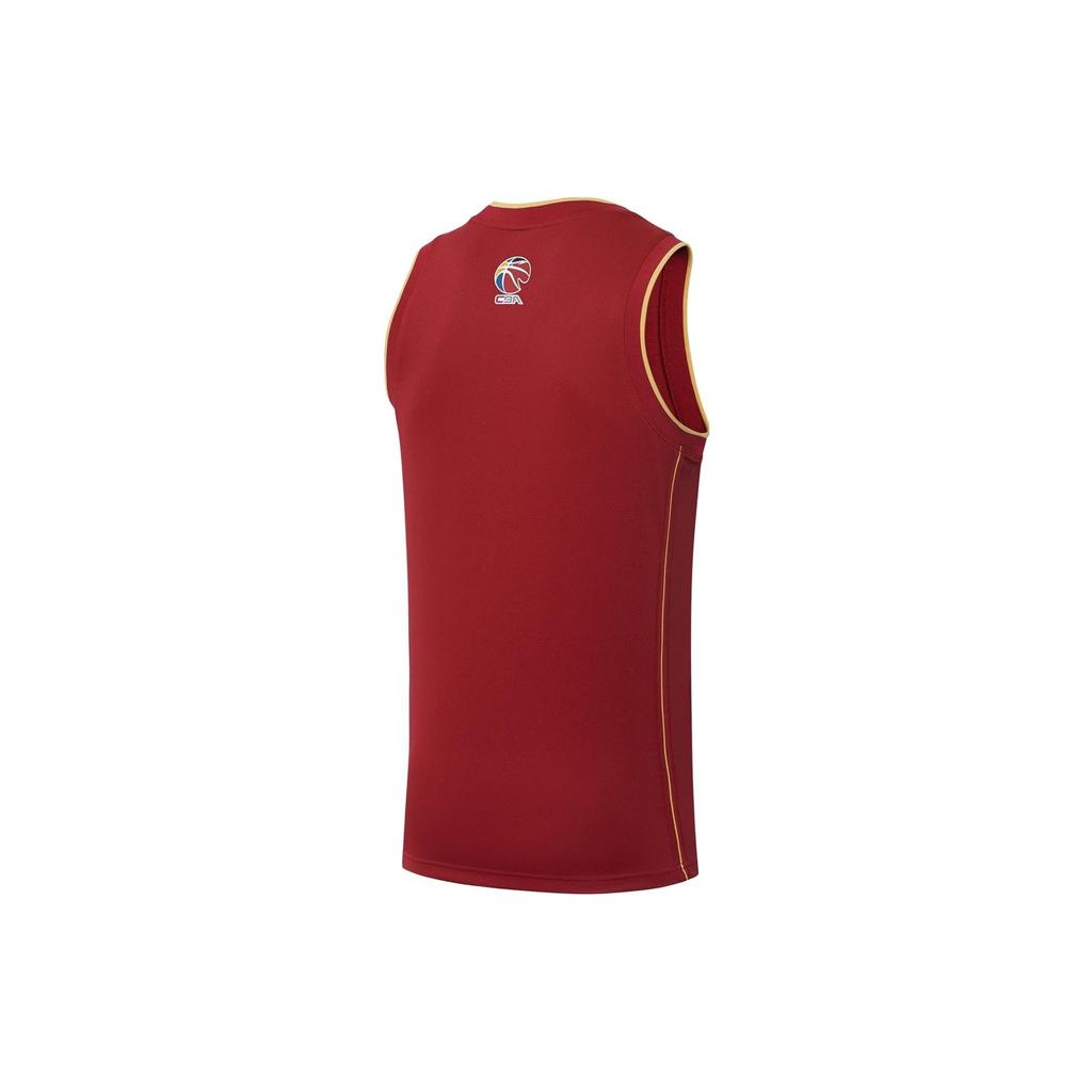 Li-Ning Professional Basketball Series CBA Chinese Character Logo Print Round Neck Basketball Vest Men Tops Red AAYS427-1