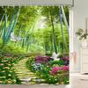 1 Pcs Forest Pattern Polyester Material Shower Curtain Waterproof Fabric, Partition Curtain For Bathroom,Home Decoration Curtain
