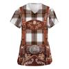 Women's V Neck Short Sleeve Work Shirt with Pockets Oktoberfest Print Top Nursing Uniform Comfortable Fit Durable Material