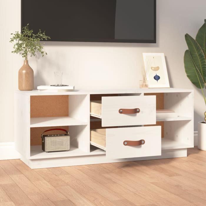 VidaXL Meuble TV Blanc 100x34x40 cm Bois de pin massif 818226