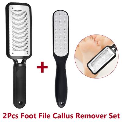 2Pcs Set Stainless Steel Foot File Set, Remover Dead Skin and Calluses with Ease, Double Sided Foot Files, Scrubs Pedicure Tools