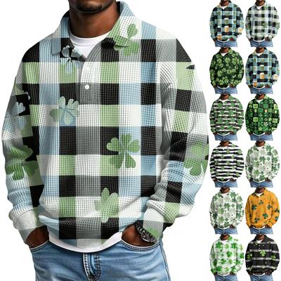 Herren Freizeit Kurzarmhemd Lässig St. Patrick's Day Sommer Frühling Umlegekragen Knopfleiste