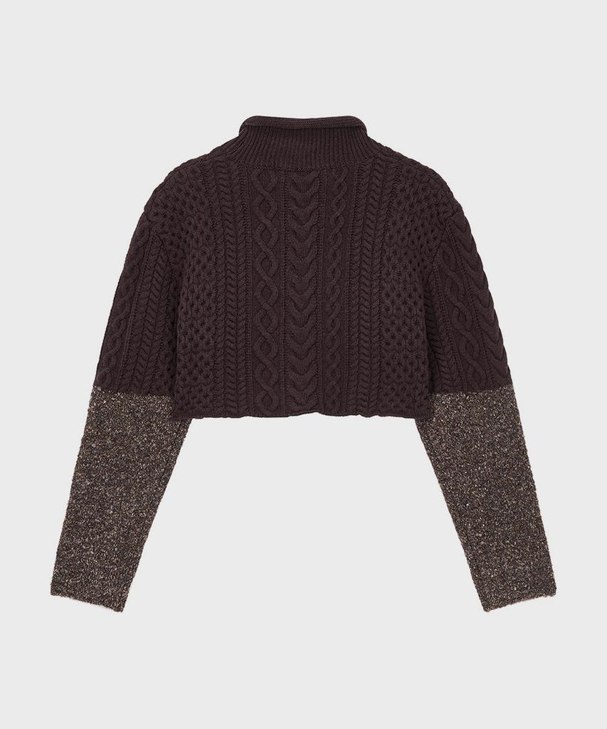 Seutyudiotomboiegseu (W) Cropped Cable Knit Pullover Brown