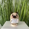 Handmade Crochet Animal Dolls: Brown Bear, Pug, White Dove & Hedgehog Ornaments