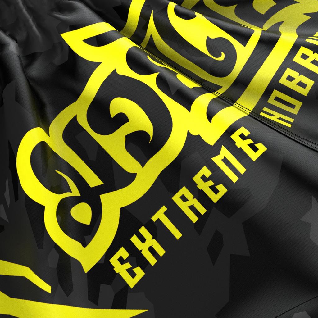 Extreme Hobby Black Panther Muay Thai Shorts Black and Yellow L