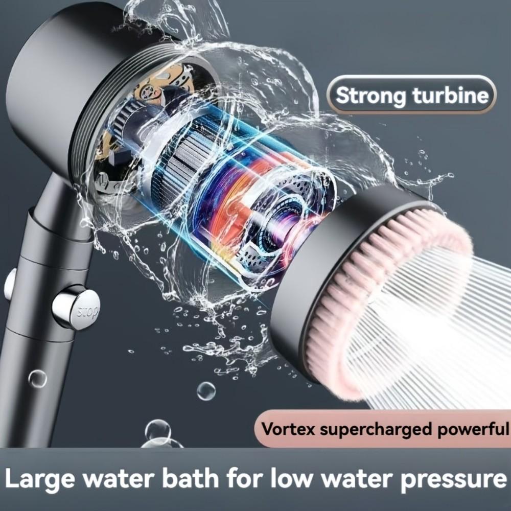 5 Function Bathroom Handheld Brushed Shower Head with Stop Button Spa Filter Showerhead Easy Cleaning Shower Nozzle Sprayer