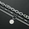 3pcs Vintage Multi-Layer Coin Pendant Necklace Set For Women Fashion Chic Thick Chain Necklaces Daily Wear Wedding Jewelry Gifts
