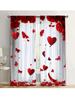 Red Rose Heart Butterfly Sheer Curtains Romantic Valentine Bedroom Living Room Window Drapes Curtain Semi For Area Made Of Polyester