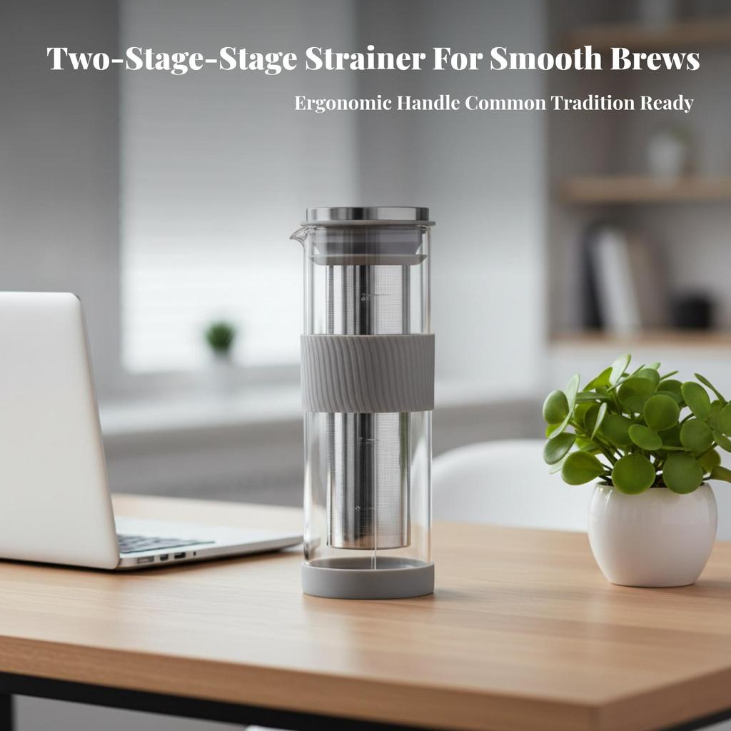 Cold Brew Coffee Maker Reusable Glass Pitcher with Lid Sun Tea for Kitchen