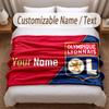 Lyon FC Printed Flannel Blanket Custom Name Text Soft Warm Throw For Bedroom Holiday Gift
