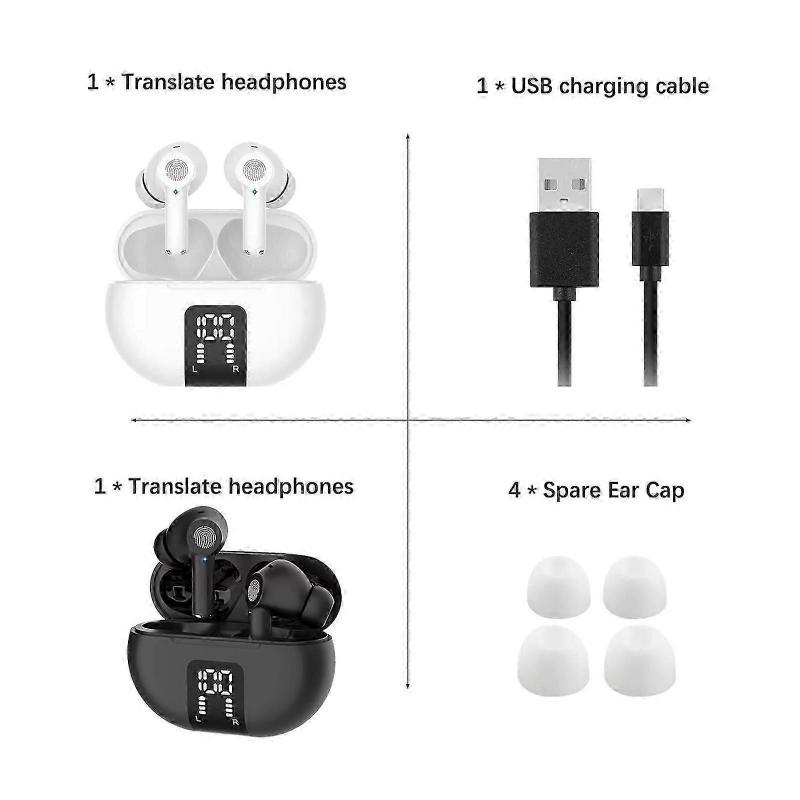 144 Languages Translator Earbuds Real Time Translator Earphones Smart Voice jy