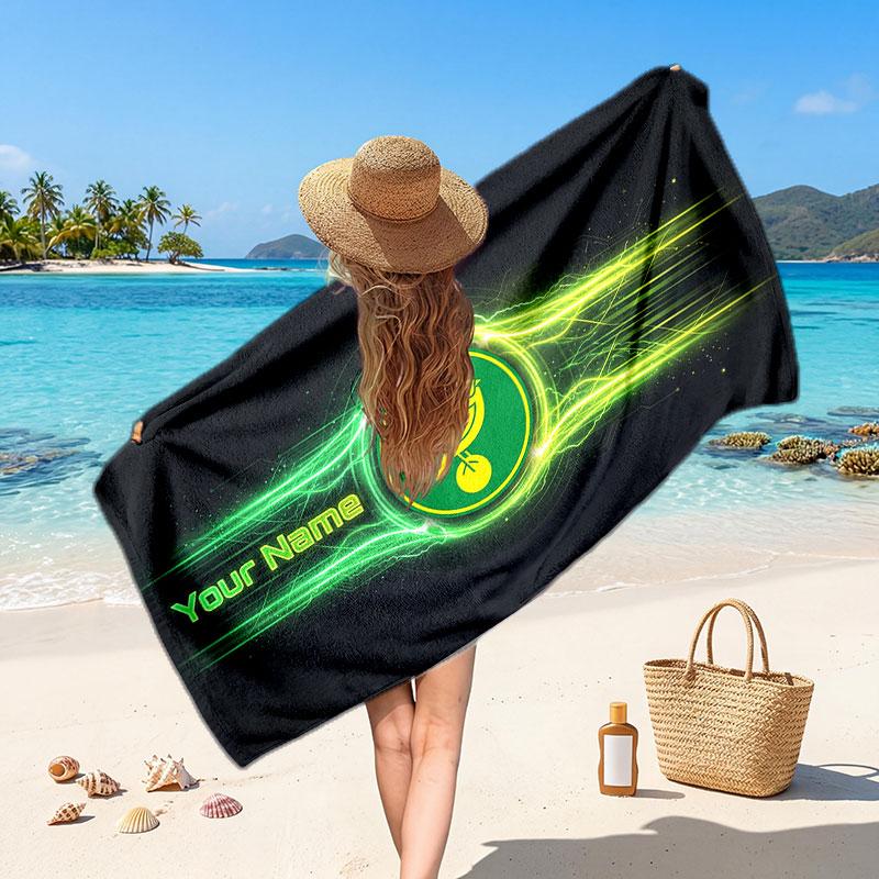 Norwich City Benutzerdefiniertes Strandtuch, Personalisierter Textdruck mit Namen, Weiches, schnell trocknendes Handtuch mit Fußballlogo, Urlaubsgeschenk