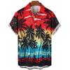 Summer Fashion Men's 3d Hawaiian Shirts Oversized Beach Short Sleeve Coconut Tree Print Shirts Tees