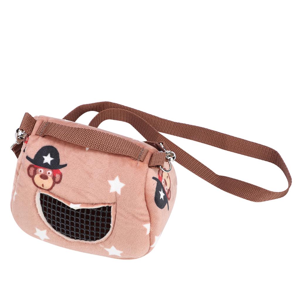 Coffee Flannelette Portable Breathable Pet Hamster Carrier Outgoing Bag for Small Pets Guinea Pig Squirrel Chinchilla