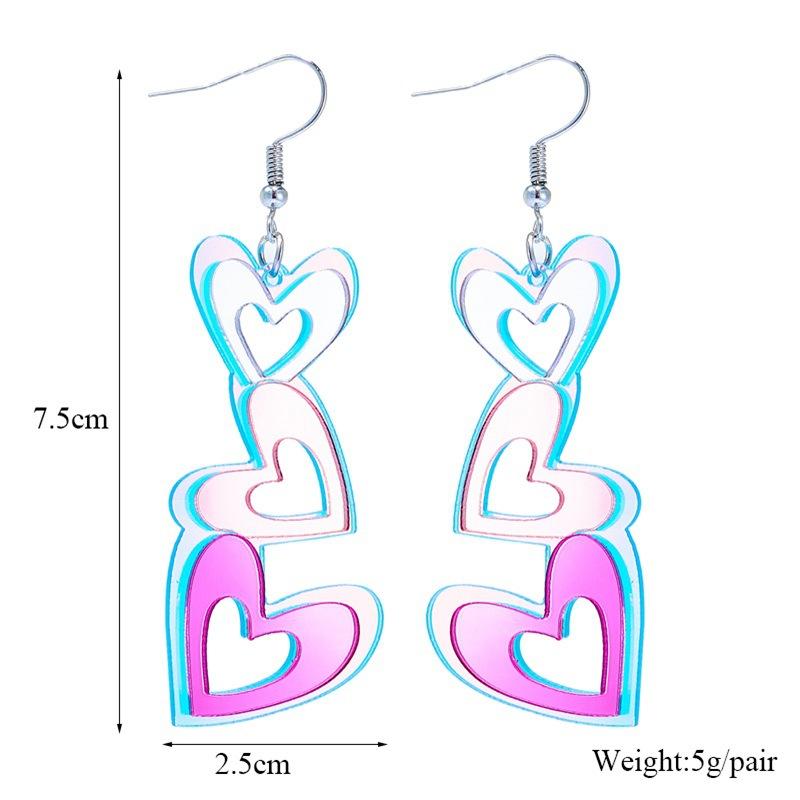 Personalized and Minimalist Niche Illusory Laser Earrings Irregular Love Pendant Long Earrings Hanging Acrylic Earrings