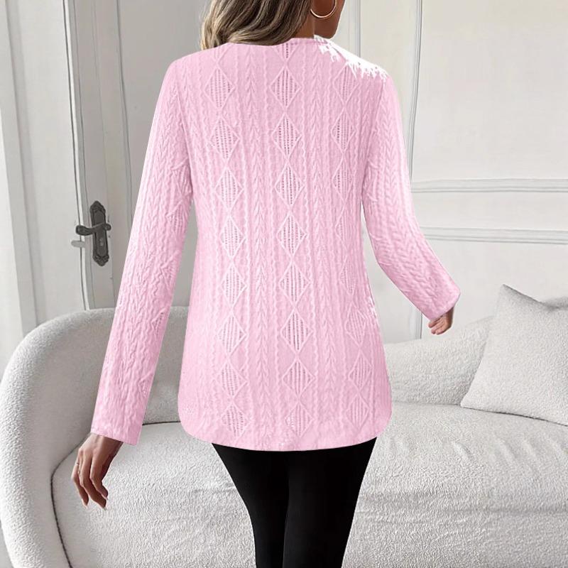 Women's Fashionable Casual Spring-autumn Long-sleeved Round-neck Blouse Shirt