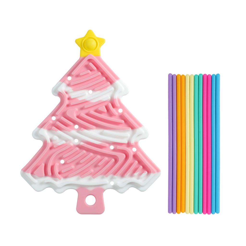 Vánoční senzorická aktivní deska Uklidňující hračka pro úlevu od stresu a úzkosti Novinka Silikonová podložka ve tvaru vánočního stromku Tyčinky