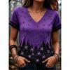 T-shirt Women's Summer Leisure Elegant Simple V-neck Short Sleeve Red Plaid