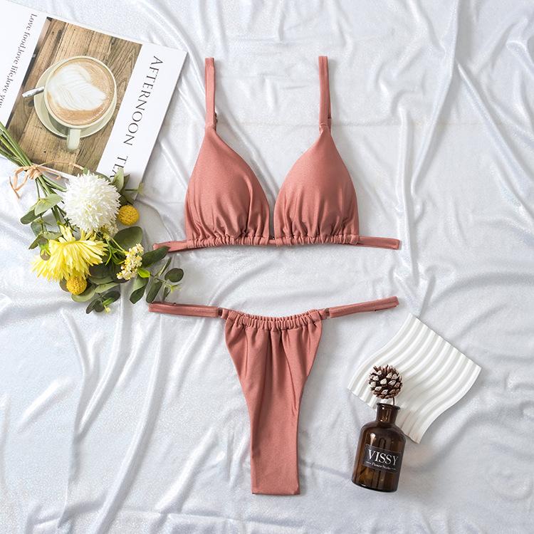 

Жіночий однотонний купальник без рукавів у стилі печворк із трикутником і ременем на спині, комплекти бікіні з двох частин L фіолетовий