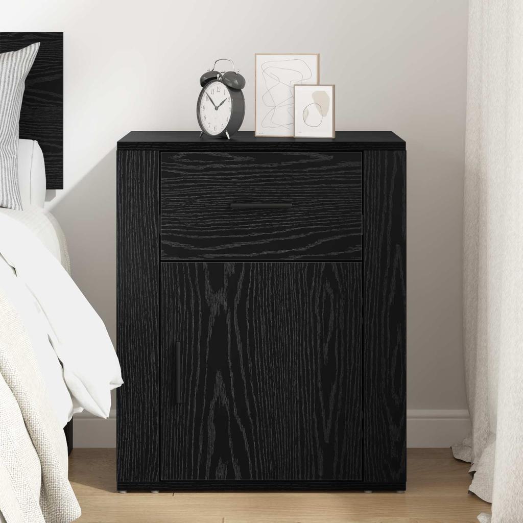 Nightstand Black Oak Effect 35 x 50 x 60 cm Engineered Wood