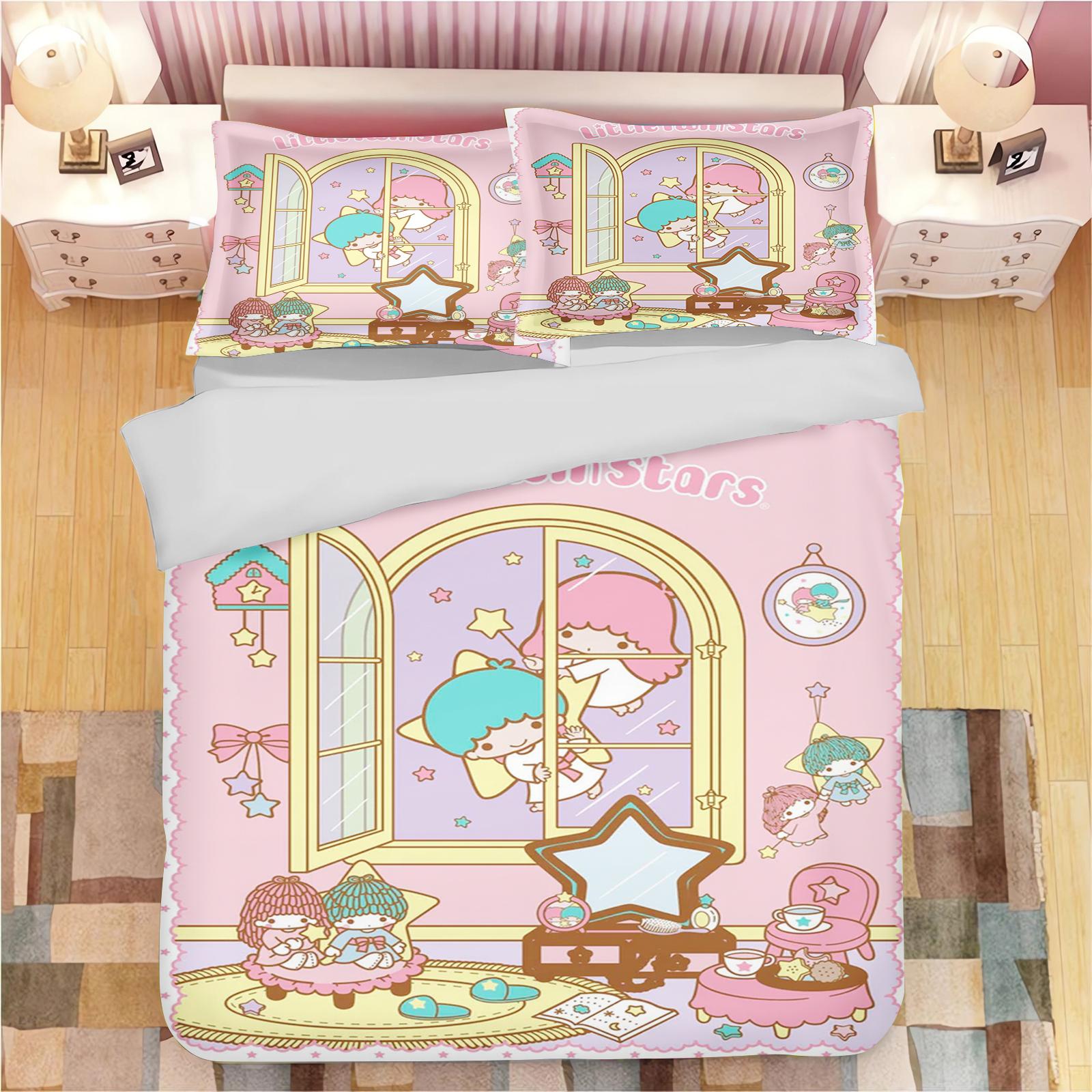 

Duvet Cover MINISO-LITTLE TWIN STARS Bedding Set Children S King Size Twin Covers Children Printed 100% Polyester 90X200cm