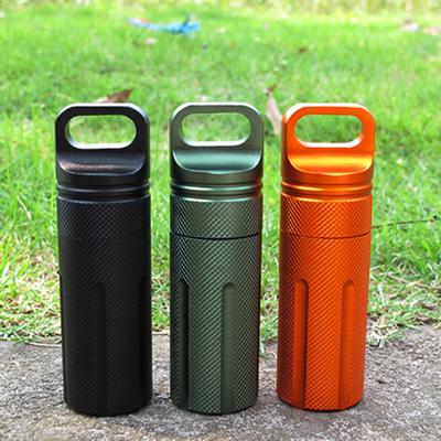 Pillenflasche, Aluminiumlegierung, Aufbewahrungsglas, wasserdicht, kompakte Größe, tragbarer Aufbewahrungsbehälter, Pillenhalter-Etui