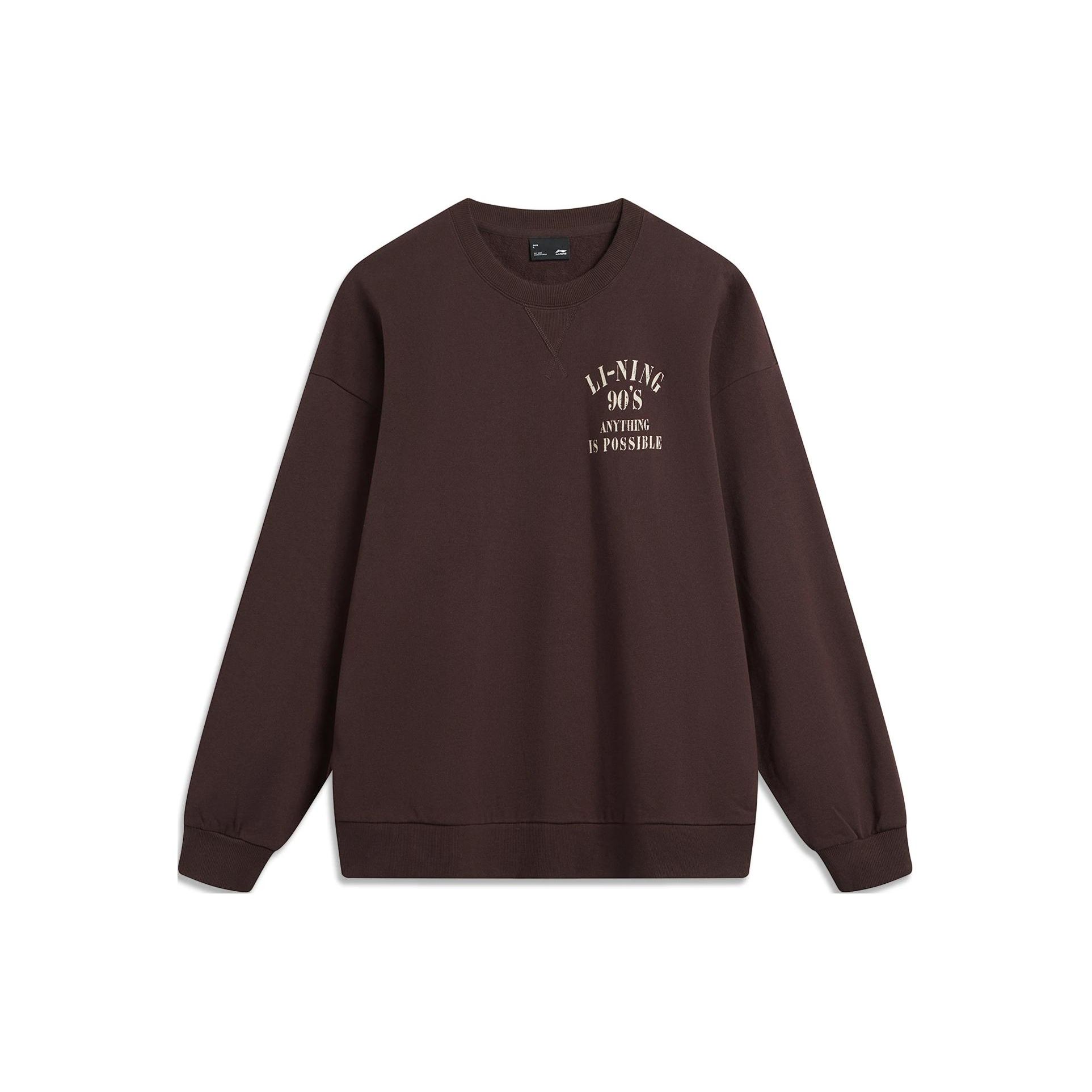 Li-Ning AWDU797-4 Men s Sports Life Series Fleece Crew Neck Sweatshirt Dark Grey S