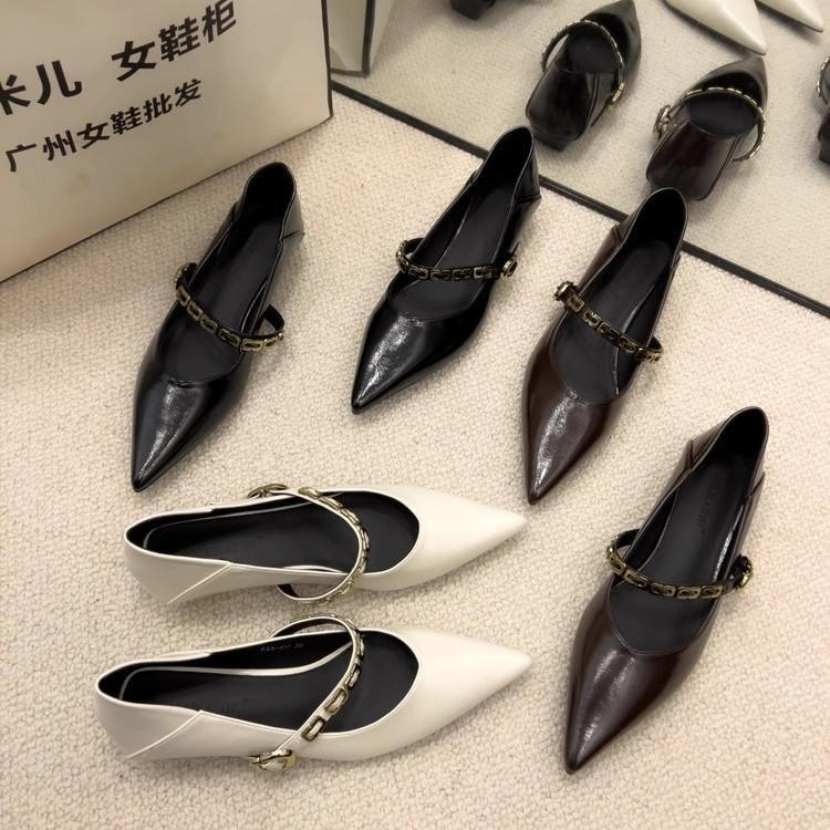 French small fragrant style low heel pointed single shoes women's 2024 spring and autumn new late evening breeze gentle shoes Mary Jane women's shoes