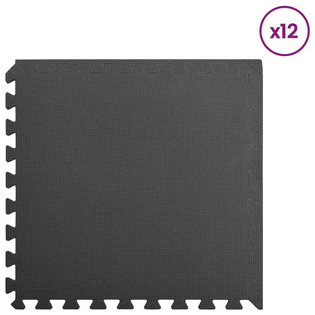 Pool Floor Mat Set 12 pcs Black 4.32 m² EVA Foam