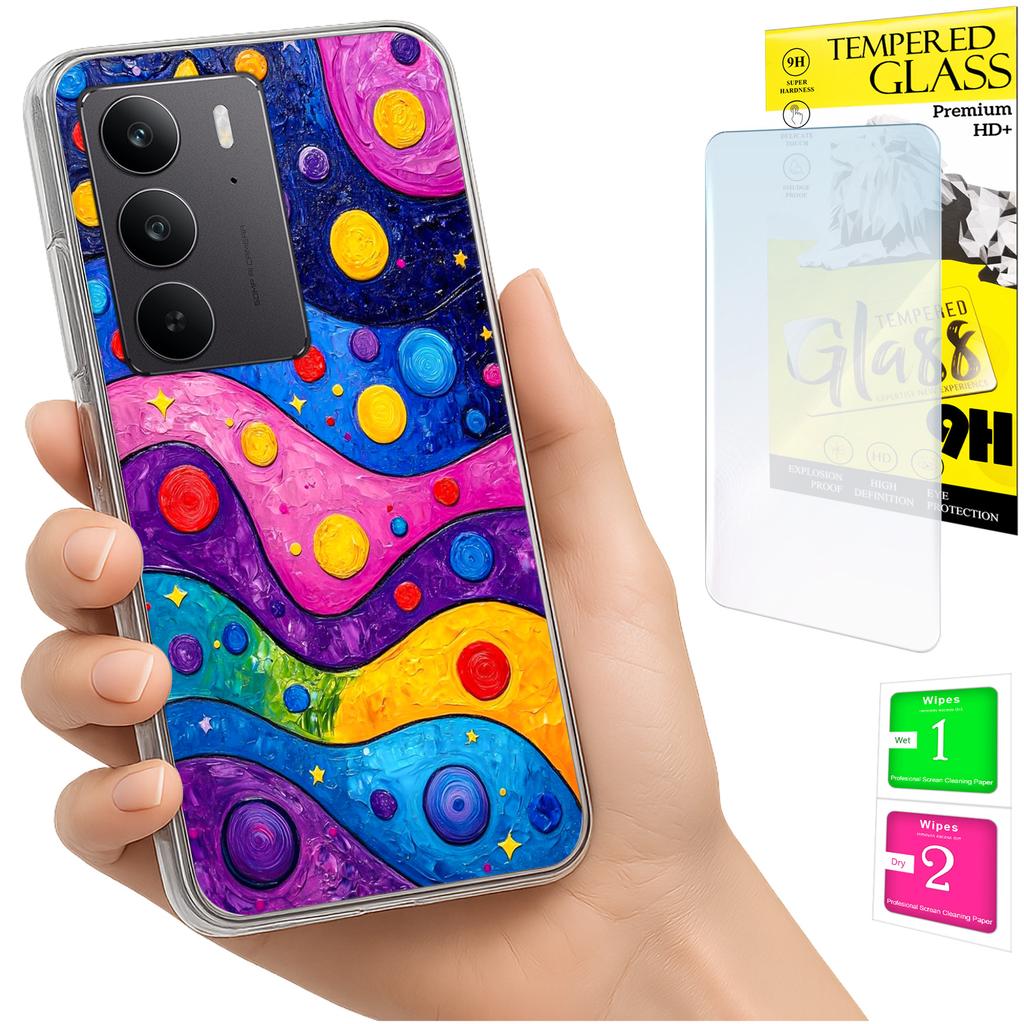 Etui Do Realme C75 / 14X 5G Obudowa Foto Case Plecki Fale + Szkło 9H