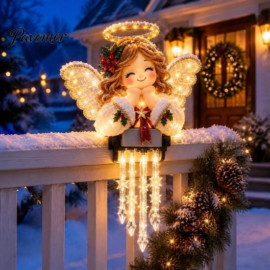 Christmas Lighted Garland Accents Winter Glow Snowman Icicle Light Decor, Outdoor Decorations, Hanging Wonderland Entrance Trim LED Holiday Lights for