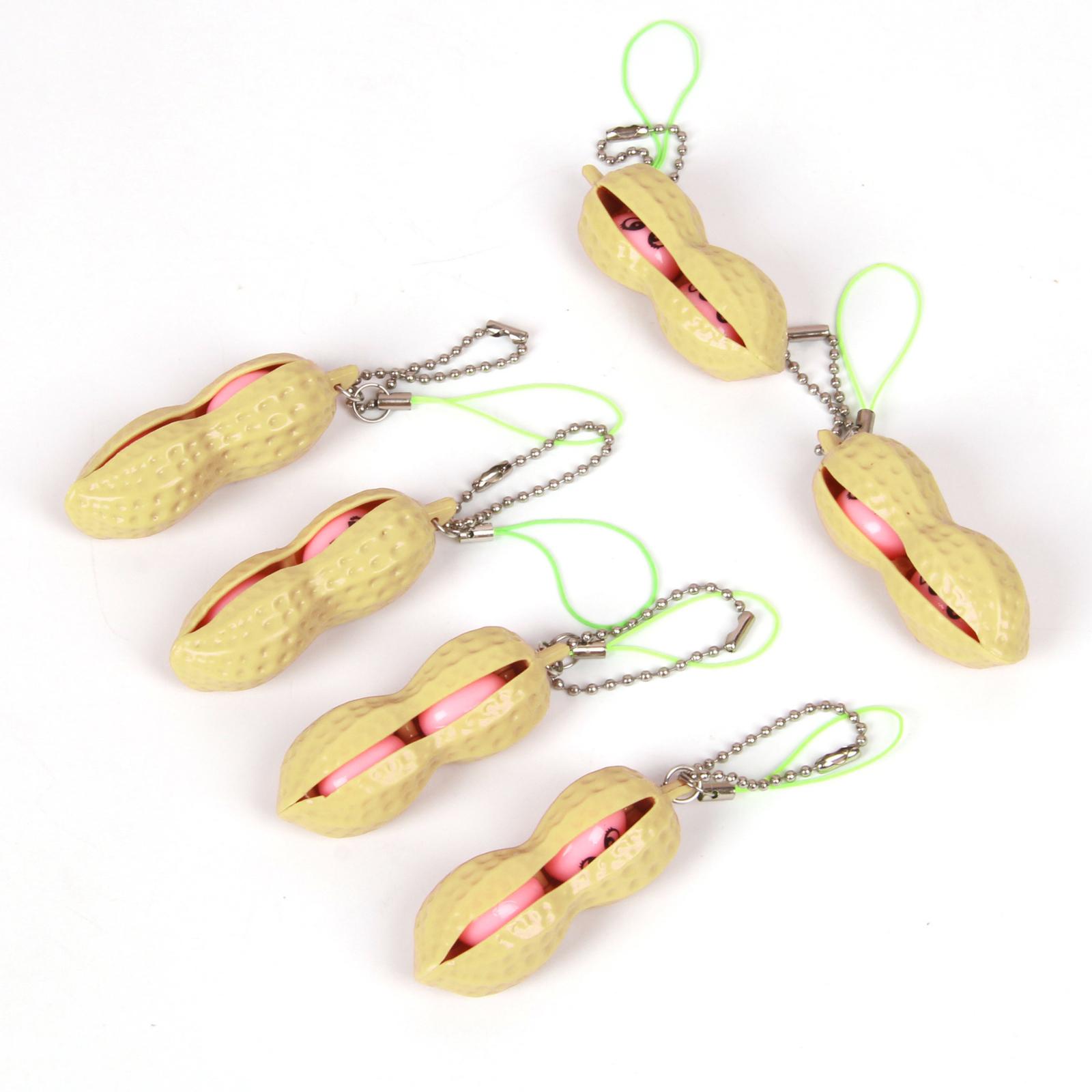 Peanut Shaped Squeeze Stress Relief Toy Keychain Soft Squishy Sensory Fidget Toy for Stress Anxiety and Relaxation Key Ring Attachment One Size