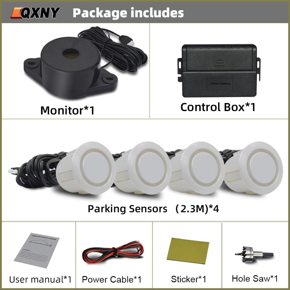 Car Auto Parktronic Reverse Backup Radar With 4 Parking Sensors Kit Buzzer Sound Alarm Detector System Rear No Display Monitor