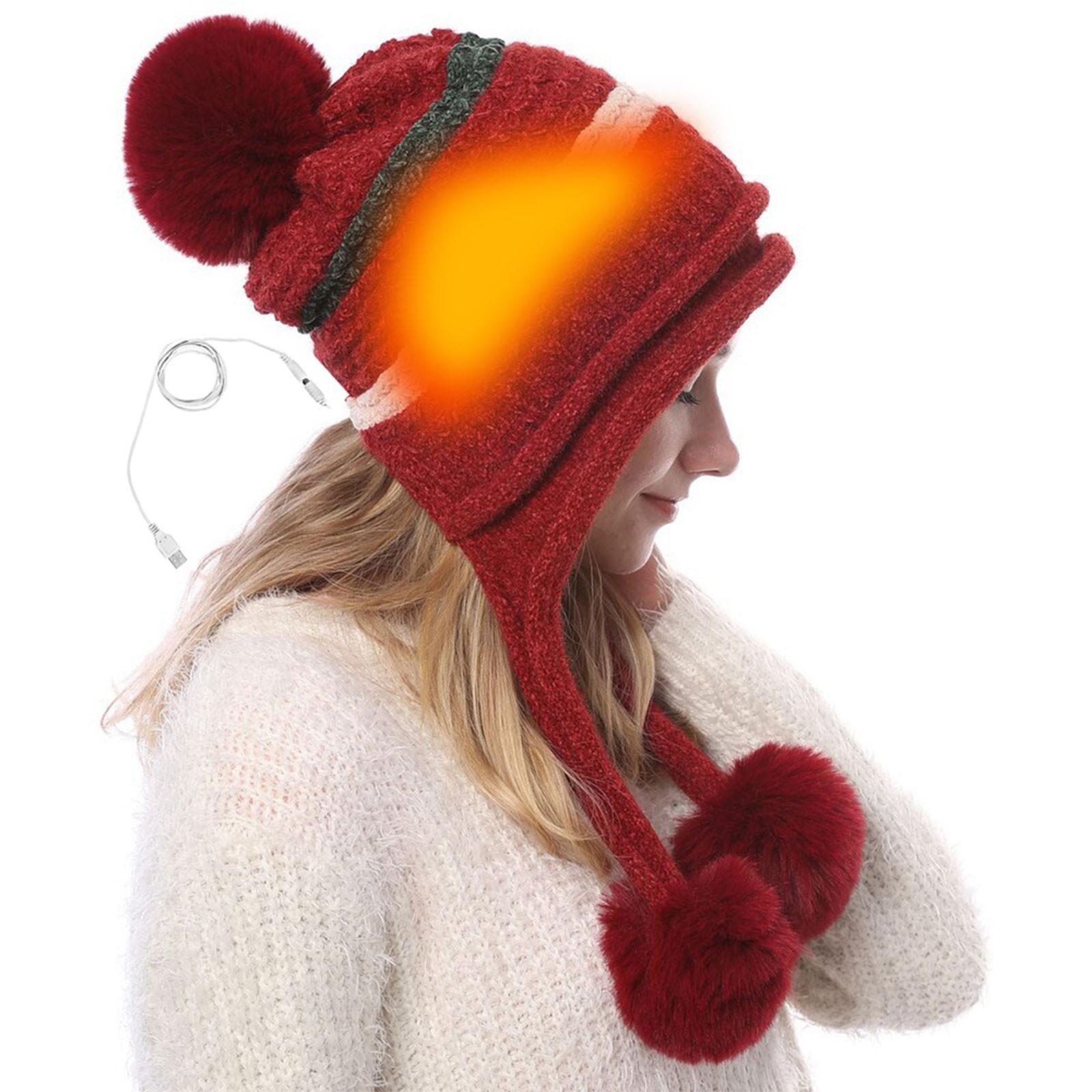 

USB Электрический Нагрев Нагревательная Шапка Уличная Вязаная Шапка И Зима One Size красный