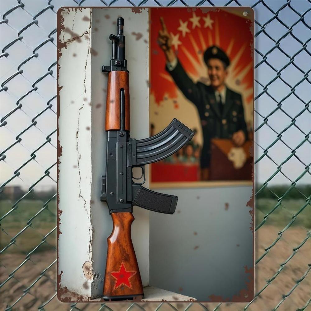 

AK47 Soviet Poster Metal Sign 8x12 Inch Retro Rifle Wall Art Decor Gift L червоний