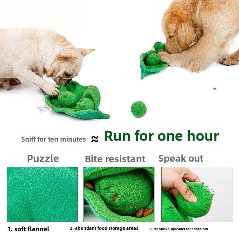 Pea Shape Dog Snuffle Plush Toy Squeaky Food Hiding Slow Feeding Teeth Grinding Relieve Boredom Energy Consuming Interactive Pet Play Toy for Dogs
