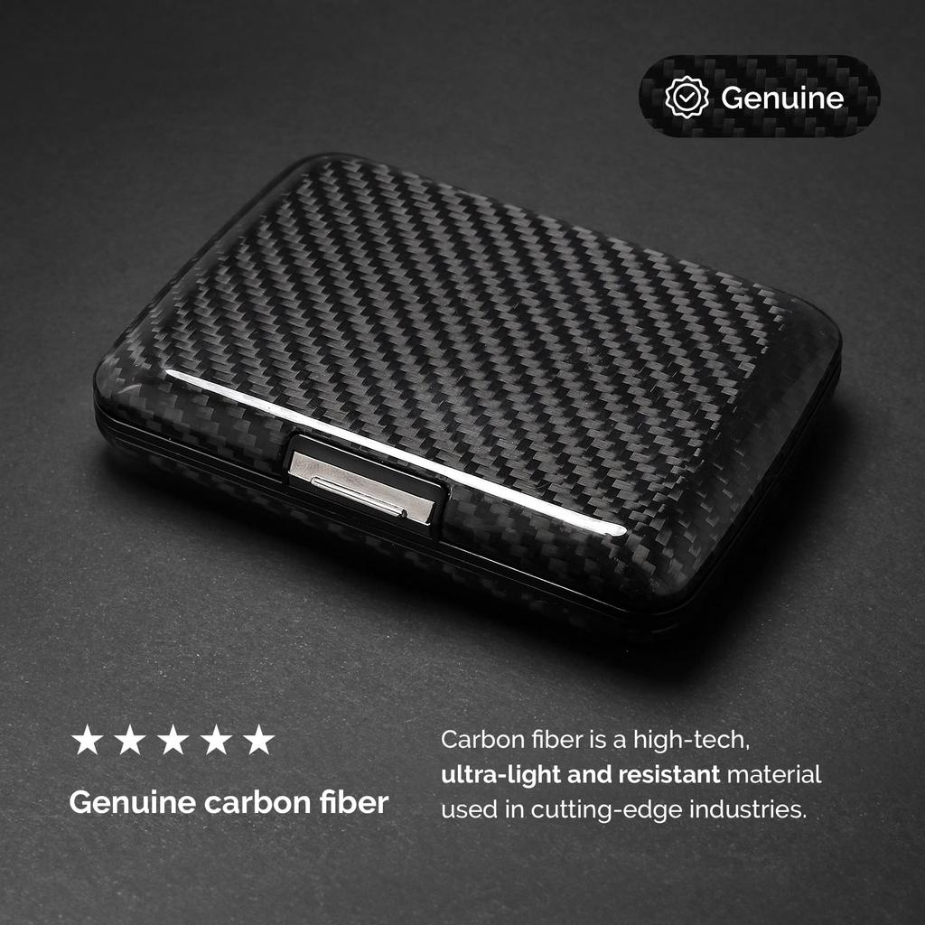 [ÖGON -DESIGNS-] [OGONOGON] Men's V2 Carbon Fiber Credit Card Case with Anti-Skimming and Waterproof Accordion-Style Design