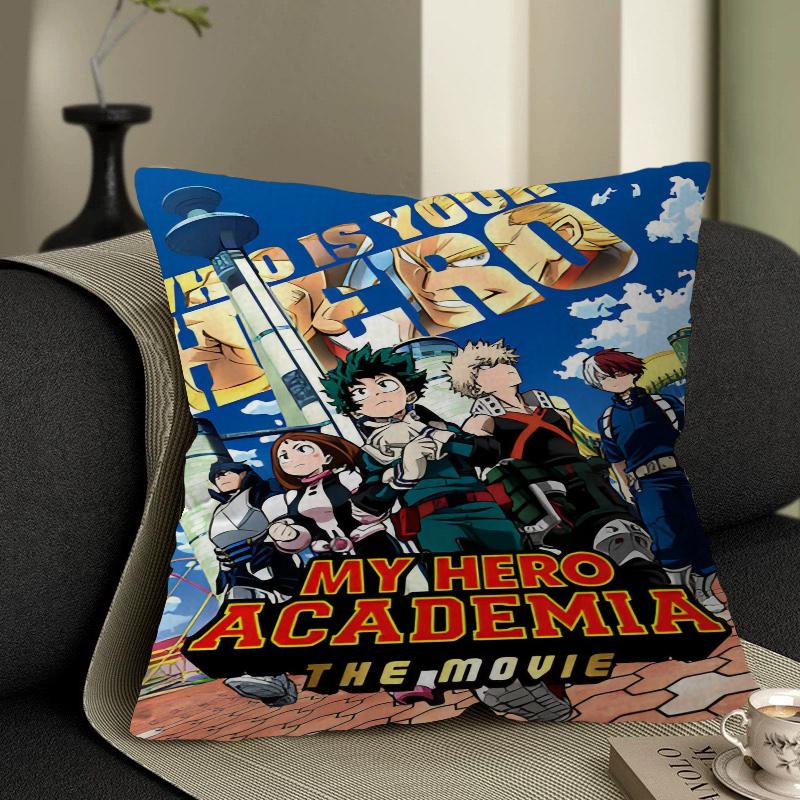 My Hero Academia Pillow Covers Cartoon Sofa Decorative Home Double-sided Printing Short Plush Cute Cushion Cover