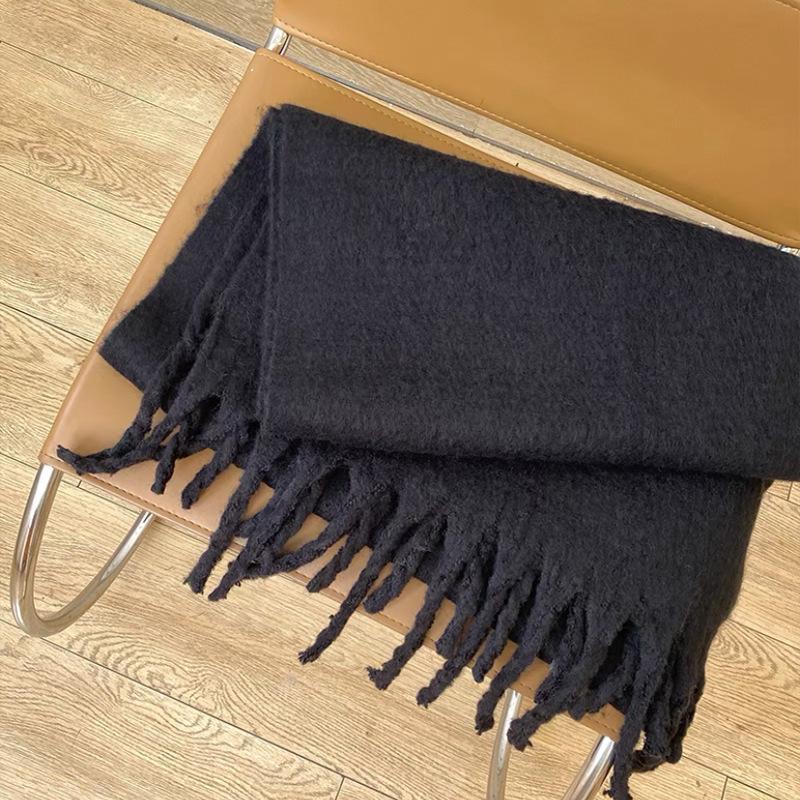 Luxury Cashmere Bright Solid Colors Women Scarf Winter Shawl and Wrap Bandana Pashmina Tassel Female Foulard Thick Blanket