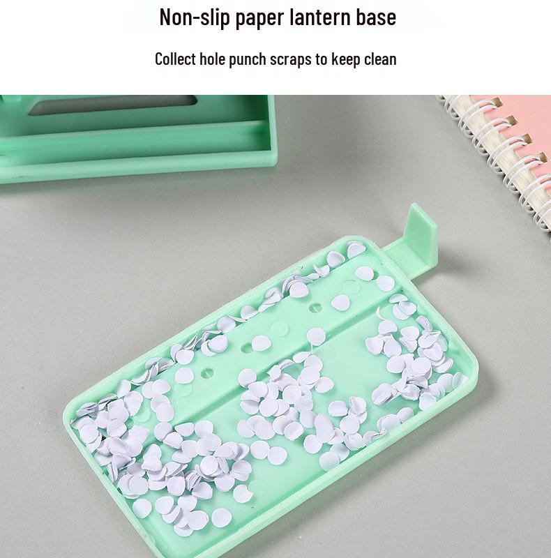 Effort-Saving Double-Hole Loose-Leaf Binder Punch with Ruler - Macaron Colors, Metal Office Tool