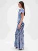2025 European & American Women's Denim Jumpsuit: Short Sleeve, Lace-Up, Wide-Leg Jeans
