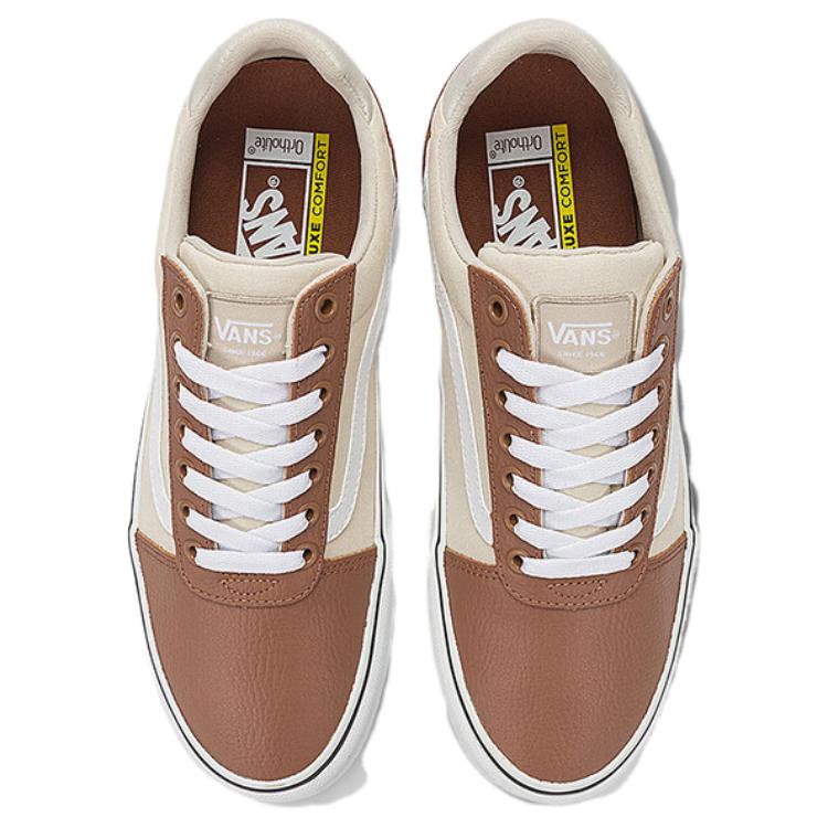 Vans Ward Deluxe Color Block Versatile Low Top Skate Shoes Men Sneakers Brown White VN000C4UB5X