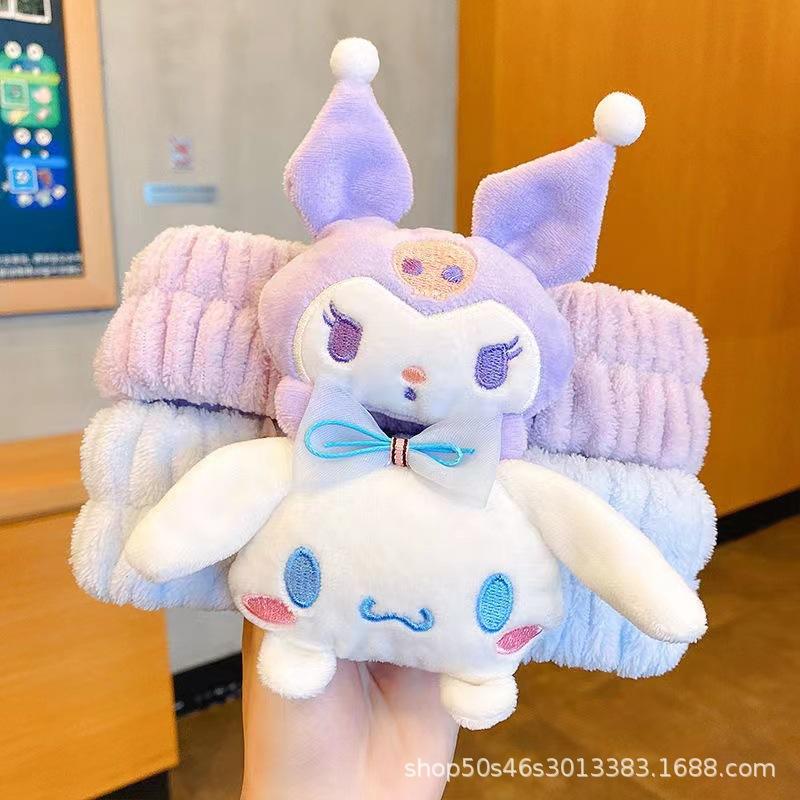 Cute And Charming Sanrio Kuromi Melody Doll Facial Wash Makeup Hairband Cinnamoroll PompomPurin Sweet Non Slip Elastic Hair Accessories