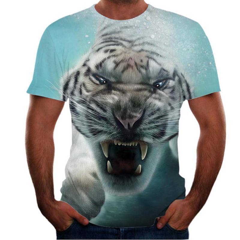 Animal Tiger 3D T-shirt Men's Lion Short Sleeved Men's Quick Drying T-shirt